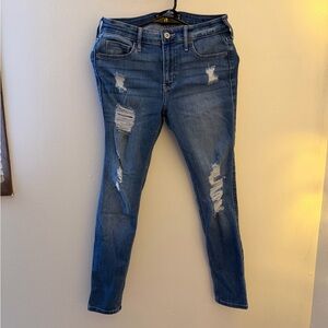 Hollister Women's Distressed Skinny Jeans - Classic Blue